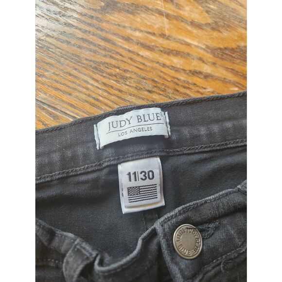 Women's Distressed Black Flare Jeans - Picture 3 of 6